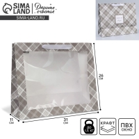 Пакет подарочный крафтовый с пластиковым окном, упаковка, &laquo;Мужской&raquo;, 31 х 26 х 10 см