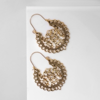 Серьги металл &laquo;Восток&raquo; узоры, цвет чернёное золото