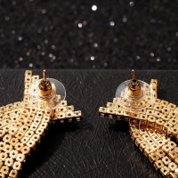 Серьги висячие со стразами «Водопад» бантик, цвет белый в золоте,10 см Серьги висячие со стразами «Водопад» бантик, цвет белый в золоте,10 см