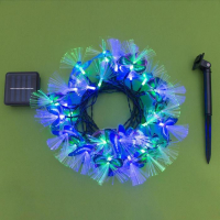 Гирлянда &laquo;Нить&raquo; 4.5 м с насадками &laquo;Бабочки&raquo;, IP44, тёмная нить, 30 LED, свечение синее/зелёное, 2 режима, солнечная батарея