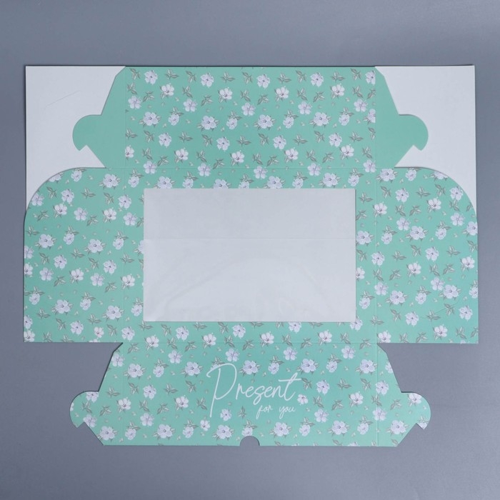 Коробка для капкейков, кондитерская упаковка с окном, 6 ячеек &laquo;Зелёный паттерн&raquo;, 25 х 17 х 10 см