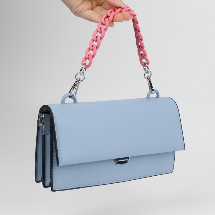 Цепочка для сумки, с карабинами, пластиковая, 23 × 17 мм, 30 см, цвет пыльная роза/серебряный Цепочка для сумки, с карабинами, пластиковая, 23 × 17 мм, 30 см, цвет пыльная роза/серебряный