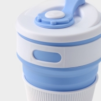 Стакан складной с крышкой Доляна &laquo;С собой&raquo;, 350 мл, 8,5&times;14 см, цвет голубой