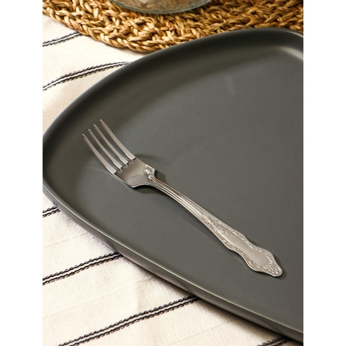 Вилка десертная &laquo;Славяна&raquo;, h=16 см, толщина 1,2 мм, цвет серебряный