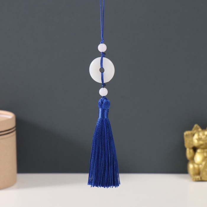 Подвеска текстиль, пластик Подвеска текстиль, пластик "Нефритовый кулон" синяя 1х2,5х12,5 см