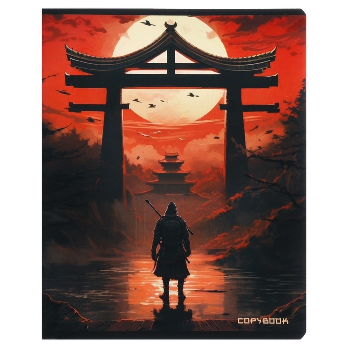 Тетрадь 48 листов в клетку на скрепке "Самурай", обложка мелованный картон, твин-лак, УФ-лак, блок офсет, МИКС