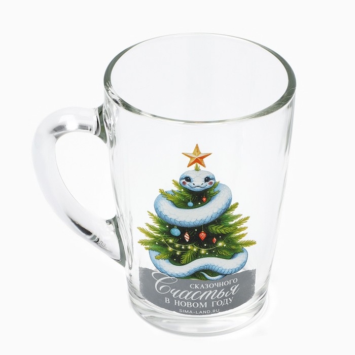 Новый год. Кружка стеклянная &laquo;Счастья&raquo;, 300 мл