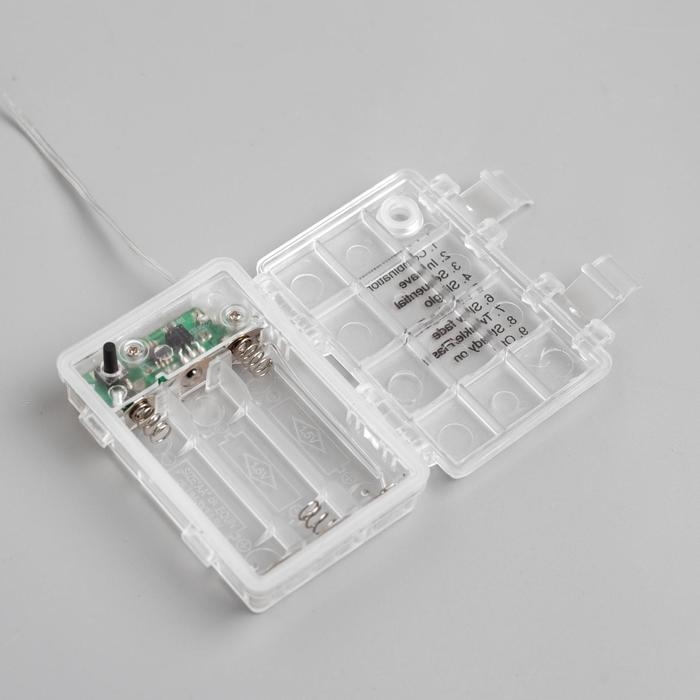 Гирлянда «Нить» 5 м роса, IP65, серебристая нить, 50 LED, 8 режимов, батарейки AAх3 (нет в комплекте), свечение белое Гирлянда «Нить» 5 м роса, IP65, серебристая нить, 50 LED, 8 режимов, батарейки AAх3 (нет в комплекте), свечение белое