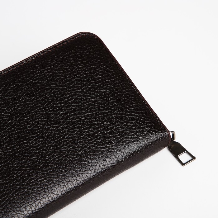 Портмоне мужское на молнии, отдел для купюр, для карт, для монет, цвет тёмно-коричневый Портмоне мужское на молнии, отдел для купюр, для карт, для монет, цвет тёмно-коричневый