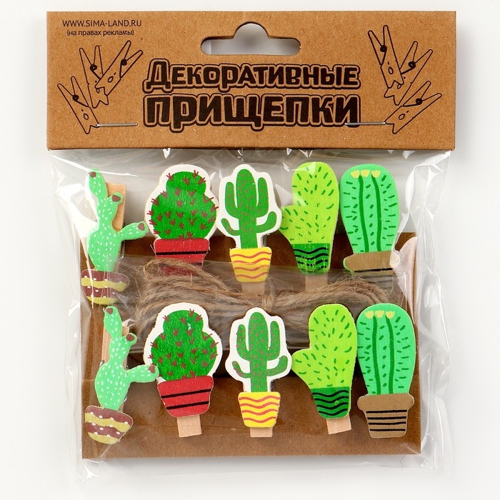 Набор декоративных прищепок Набор декоративных прищепок "Кактусы" 1×12×13 см