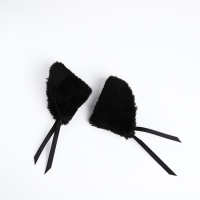 Рюкзак школьный текстильный с ушками на заколках &laquo;Аниме&raquo;, 27х23 см, чёрный/фиолетовый