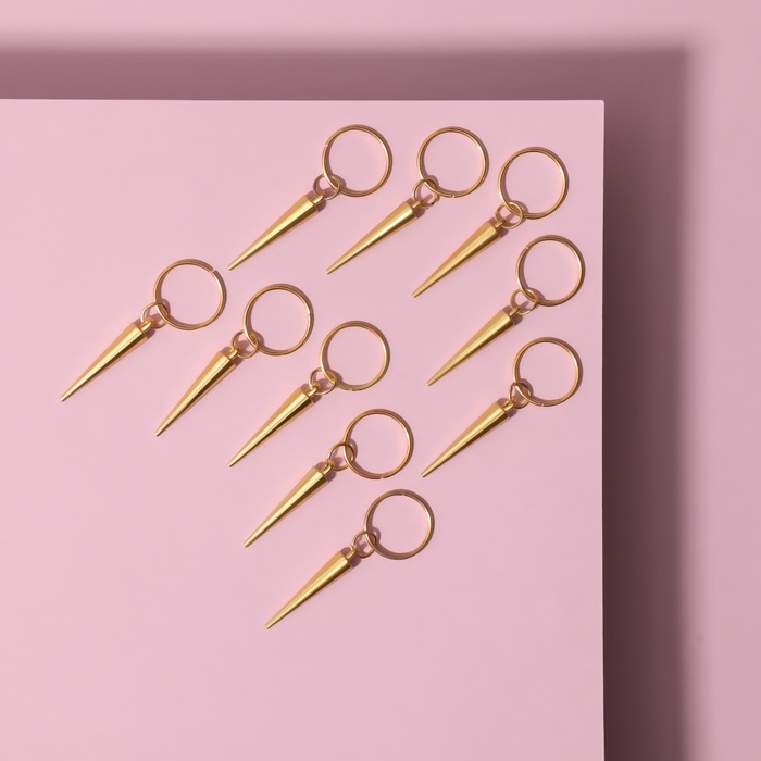 Пирсинг для волос &laquo;Клин&raquo;, 4,1 &times; 1 см, 10 шт, цвет золотистый