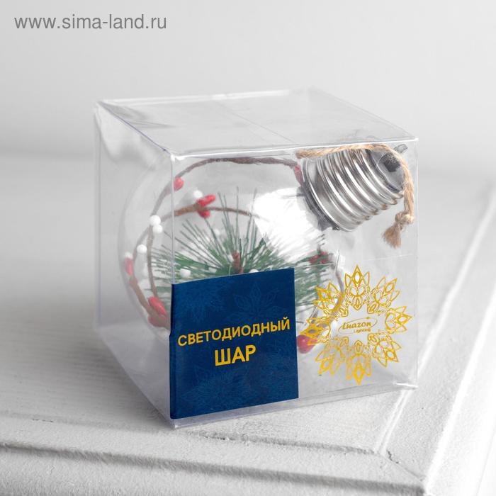 Ёлочный шар &laquo;Еловая ветка&raquo;, батарейки, 1 LED, свечение тёплое белое