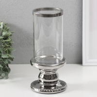 Подсвечник керамика, стекло на 1 свечу "Веллис" d=8 см серебро 10х10х21,5 см Подсвечник керамика, стекло на 1 свечу "Веллис" d=8 см серебро 10х10х21,5 см