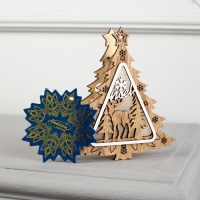 Ёлочная игрушка &laquo;Ёлочка с оленем&raquo;, от батареек, свечение тёплое белое