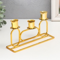 Подсвечник металл на 3 свечи "Овалы" d=2,3 см золото 5,8х20х11,5 см