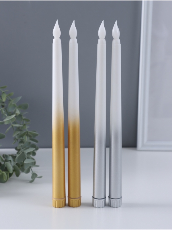 Ночник свеча Ночник свеча "Нежность" набор 2 шт LED 2xААА серебро/золото 2х2х27,5см