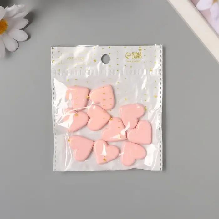 Бусины для творчества акрил "Сердечки гладкие" розовый 2,4х2х0,5 см