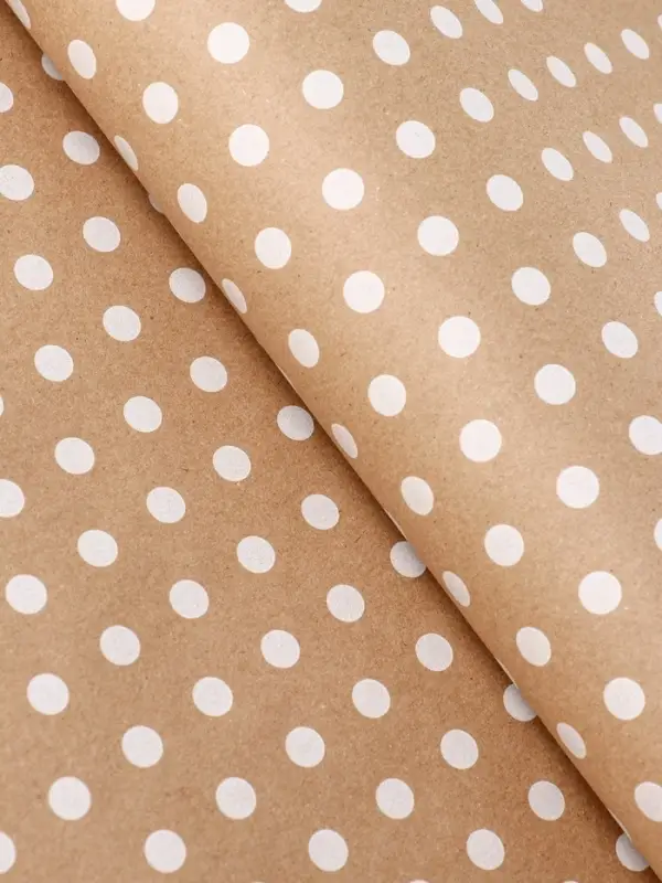 Бумага упаковочная крафт на коричневом "Бисер белом", 0,68 х 10 &plusmn;5% м, 60 г