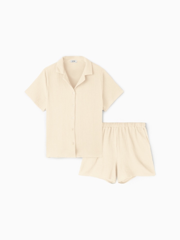 Комплект женский (рубашка, шорты) KAFTAN Basic р. 40-42 молочный