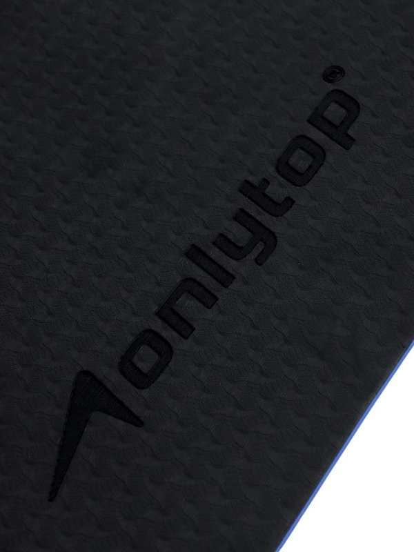 Коврик для фитнеса и йоги ONLYTOP, 183x61x 0,8 см, цвет черный/ультрамариновый