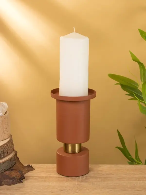 Подсвечник на 1 свечу текстурный "Терракотовый" 10,5х10,5х19 см
