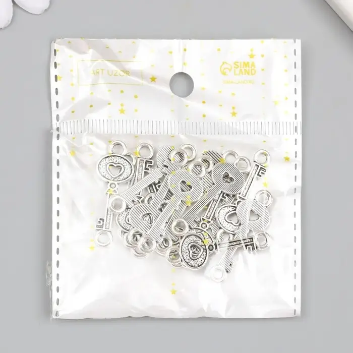 Фурнитура для бижутерии и украшений, коннектор металл 2 ушка &laquo;Ключик с сердечком&raquo;, 3.5&times;1.2 см