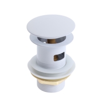 Донный клапан ZEIN engr, большая кнопка, с переливом, нержавеющая сталь, белый