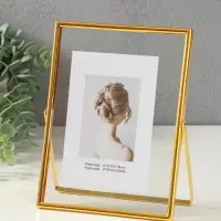 Фоторамка металл на 1 фото 15х20 см "Лофт" золото гальваника 1,2х16,5х21,8 см