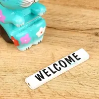 Сувенир "Кот с табличкой WELCOME" дерево 8х5х10 см, цв. бирюзовый