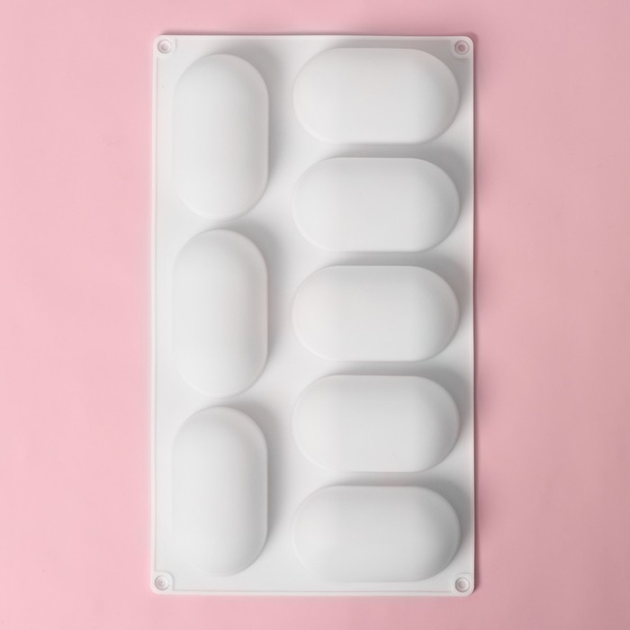 Форма для муссовых десертов и выпечки Доляна &laquo;Раузи&raquo;, 30&times;17,5&times;3,5 см, 8 ячеек (8,7&times;4,7 см), цвет белый