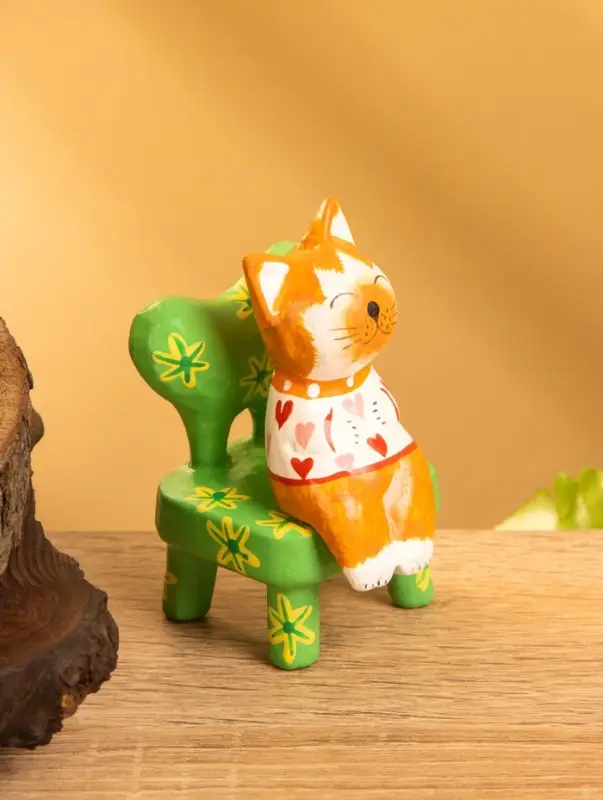 Сувенир дерево "Спящий котик на стуле" 4х5,5х7,5 см