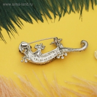 Брошь &laquo;Ящерица - хамелеон&raquo;, цветная в серебре