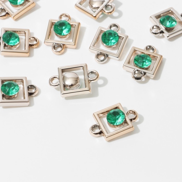Коннектор «Квадрат» 2,3×1,5×0,6 см, (набор 10 шт.), цвет зелёный в золоте Коннектор «Квадрат» 2,3×1,5×0,6 см, (набор 10 шт.), цвет зелёный в золоте