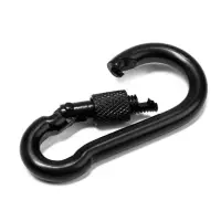 Карабин монтажный с фиксатором ТУНДРА krep, DIN5299D, 7&times;70 мм, черный, 1 шт.