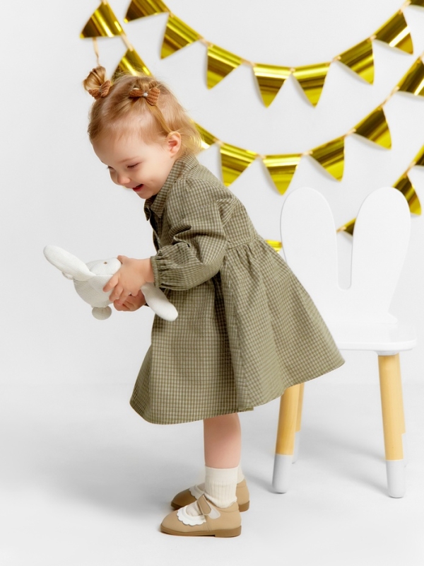 Платье Крошка Я Платье Крошка Я "Клетка", рост 74-80, зеленый