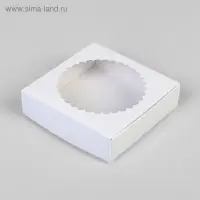 Подарочная коробка сборная с окном, белый, 11.5&times;11.5&times;3 см