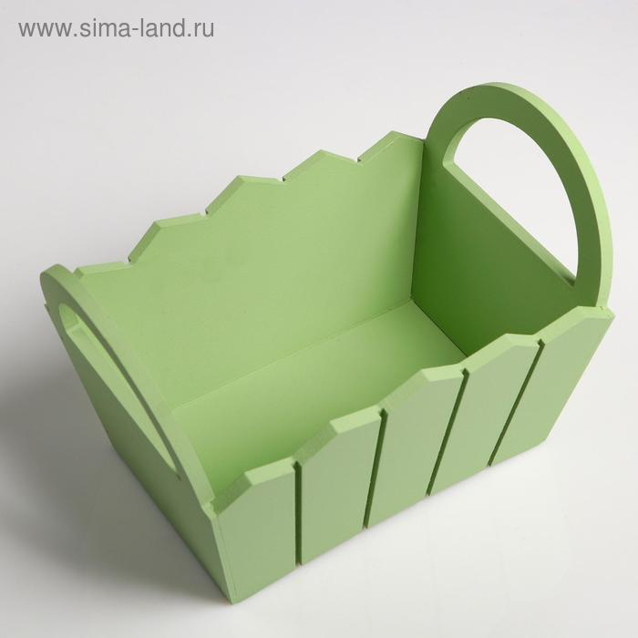 Кашпо деревянное 25,5×16,5×17,5 см Кашпо деревянное 25,5×16,5×17,5 см "Мария", ручки боковые, МДФ, оливка