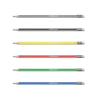 Карандаш чернографитный с ластиком ErichKrause "Classic triangle 101", HB, грифель d=2.2 мм, пластик, трёхгранный в коробке, микс