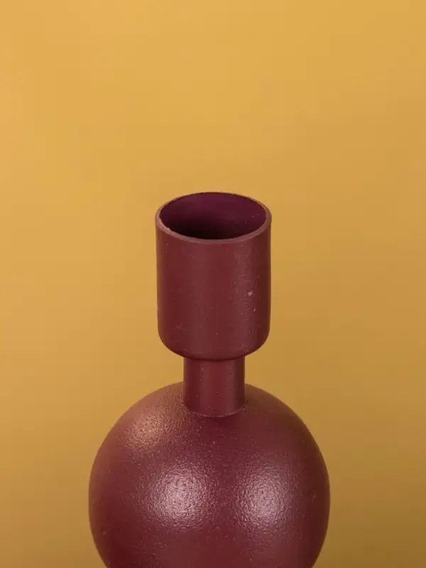 Подсвечник на 1 свечу текстурный "Баклажановый" с 2 сферами 8,5х8,5х18 см