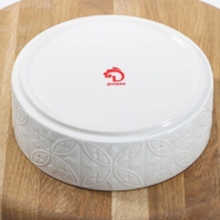 Банка для сыпучих продуктов BellaTenero &laquo;Листья&raquo;, 500 мл, 13&times;9.5 см, с бамбуковой крышкой, фарфор, белая