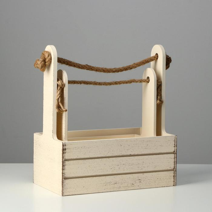 Набор кашпо деревянных 2 в 1 (25.5×15×30; 20×12×23) Набор кашпо деревянных 2 в 1 (25.5×15×30; 20×12×23) "Прованс", бежевый