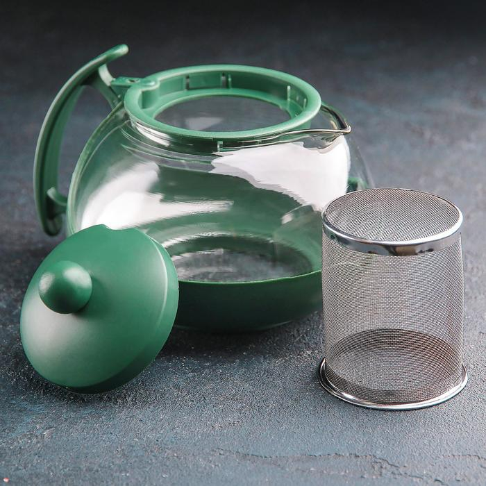 Чайник стеклянный заварочный &laquo;Фантазия&raquo;, 750 мл, с металлическим ситом, цвет МИКС