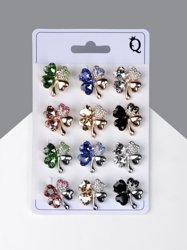 Брошь &laquo;Клевер&raquo;, МИКС, (неделимая фасовка 12 шт., цена за шт.)