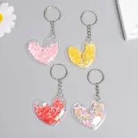 Брелок для ключей на кольце &laquo;Сердечко&raquo;, пластик с глиттером, 5.2&times;4.8 см, МИКС