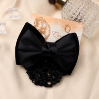 Заколка-автомат для волос "Бантик" с сеточкой для пучка, d-10 см, чёрный Заколка-автомат для волос "Бантик" с сеточкой для пучка, d-10 см, чёрный