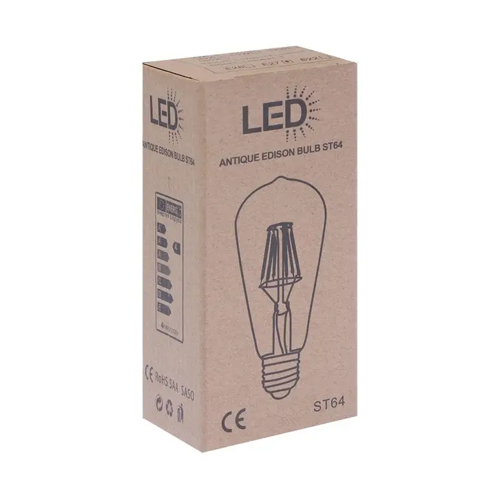Лампа светодиодная &laquo;Ретро&raquo;, ST64, 6 Вт, E27, 630 Лм, 2700К, свечение тёплое белое, жёлтая