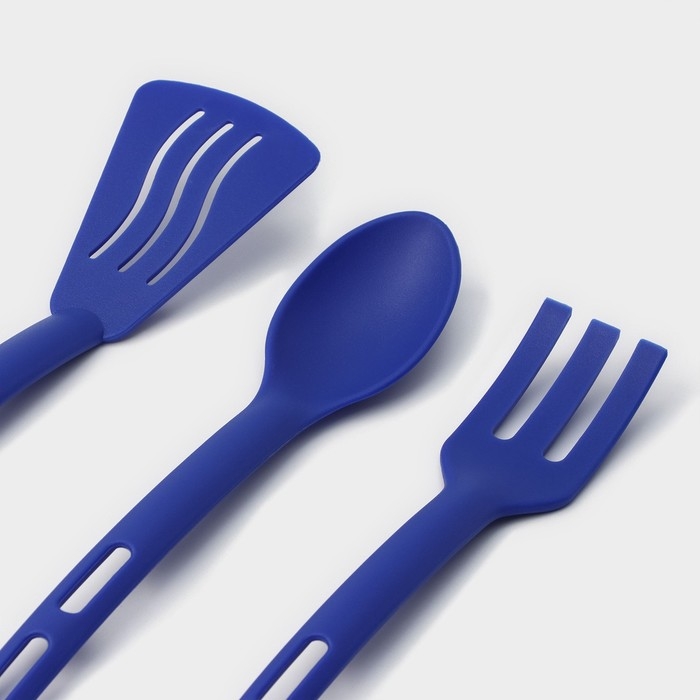 Набор кухонных принадлежностей Доляна &laquo;Глори&raquo;, 3 шт, цвет синий