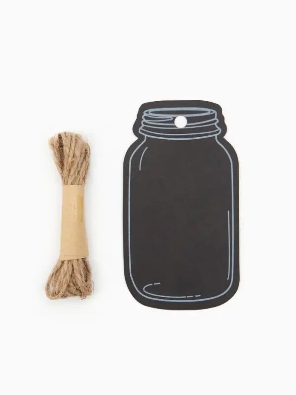 Меловой ценник-бирка &laquo;Банка&raquo; набор 10 шт., на верёвке, 9&times;5 см, цвет чёрный