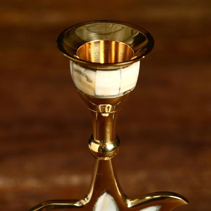 Подсвечник &laquo;Цветок востока&raquo;, 8&times;8.5&times;16.5 см, латунь, перламутр